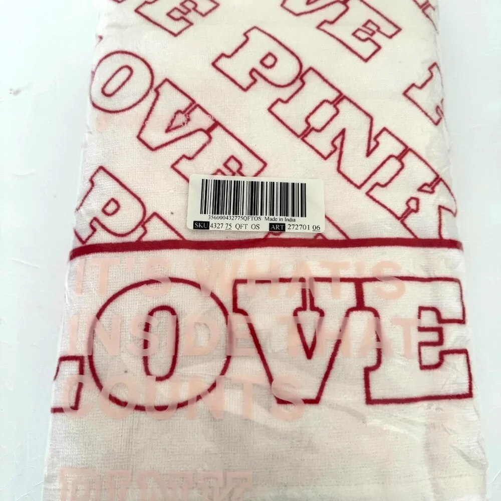 Victoria's Secret Love PINK Terry Towel White and Pink NWT
